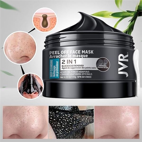 Lot of 6 Peel-Off Charcoal Face Masks - 2-in-1 Deep Cleansing Blackhead Remover Masks - Brand New!