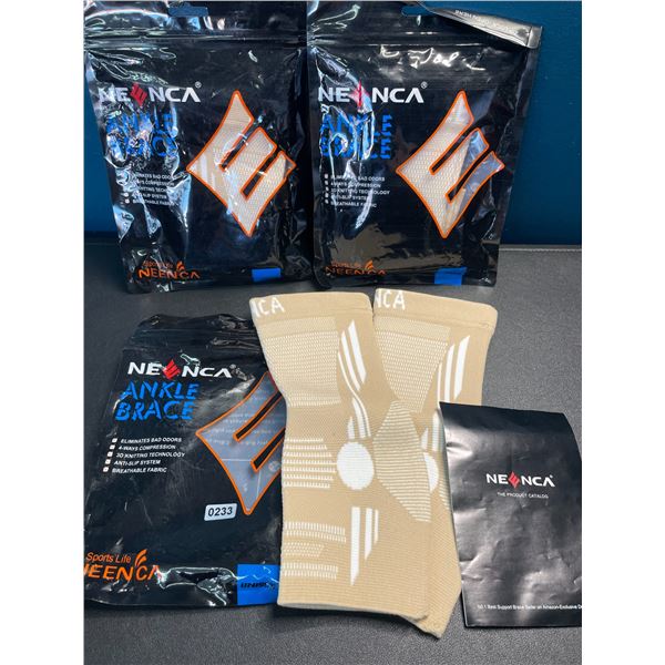 Lot of 3 Packs of Neenca Ankle Braces - 2 Per Pack/6 Total - Brand New