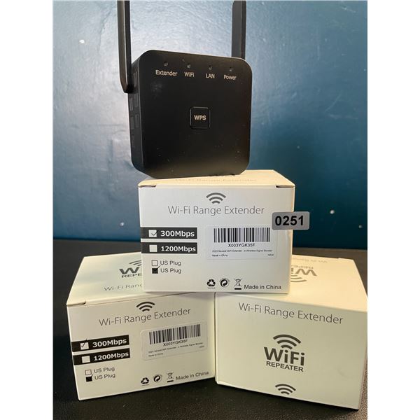 Lot of 3 Wi-Fi Range Extenders - 300Mbps - Plug-In (Outlet) Wifi Signal Boosters - Brand New!