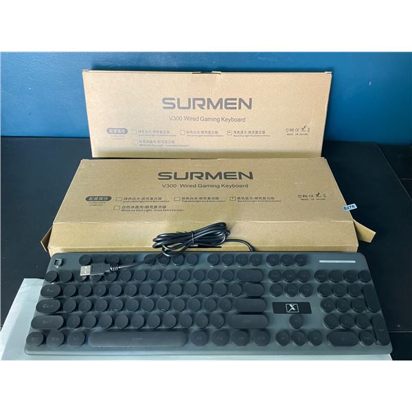 Lot of 2 Surmen V300 Wired Gaming Keyboards - Brand New