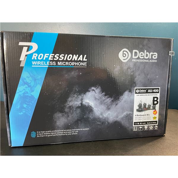 Lot of 1 D Debra Pro AU-400 UHF 4-Channel Wireless Microphone System - 4 Bodypack Mics - BRAND NEW!