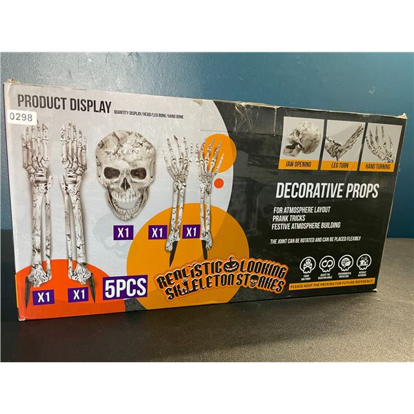 Lot of 1 Box of Realistic Looking Skeleton Stakes for Halloween Decor - 5PCS - Brand New