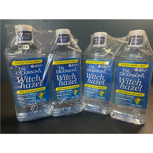 Lot of 4 T.N. Dickinson's Witch Hazel - Clinical Grade 100% Natural Astringent For Face & Body 16 oz
