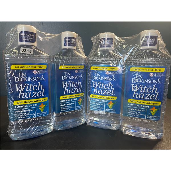Lot of 4 T.N. Dickinson's Witch Hazel - Clinical Grade 100% Natural Astringent For Face & Body 16 oz