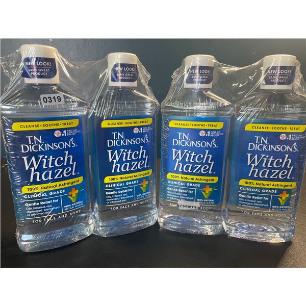 Lot of 4 T.N. Dickinson's Witch Hazel - Clinical Grade 100% Natural Astringent For Face & Body 16 oz