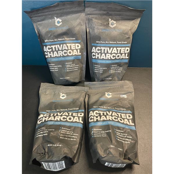 Lot of 4 Bags of 100% Pure All Natural Food-Grade Activated Charcoal - 16oz Each - Brand New