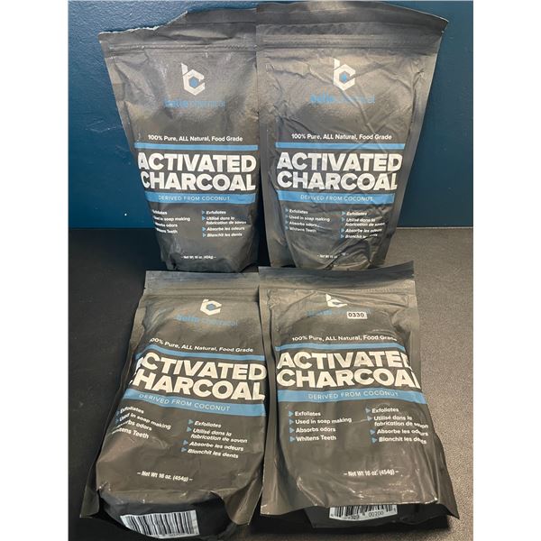 Lot of 4 Bags of 100% Pure All Natural Food-Grade Activated Charcoal - 16oz Each - Brand New