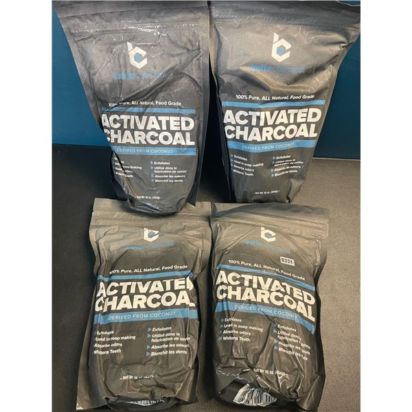 Lot of 4 Bags of 100% Pure All Natural Food-Grade Activated Charcoal - 16oz Each - Brand New