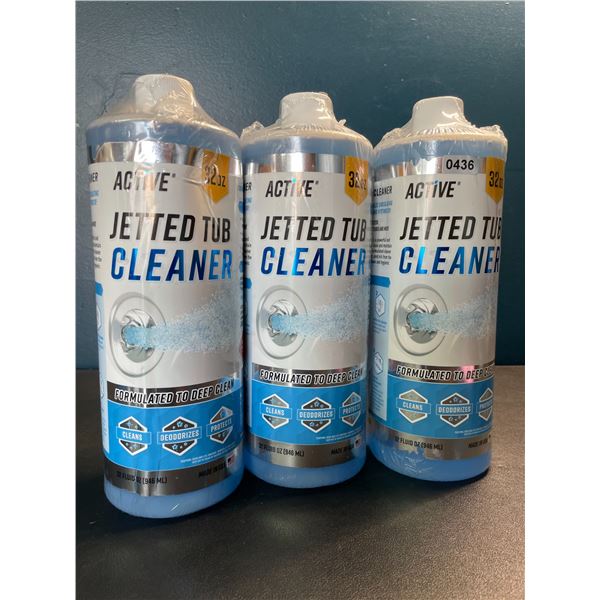 Lot of 3 Bottles of Active Jetted Tub Cleaner for Jacuzzis and Hot Tubs - 32oz each - Brand New