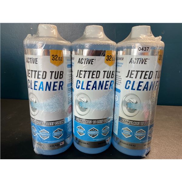 Lot of 3 Bottles of Active Jetted Tub Cleaner for Jacuzzis and Hot Tubs - 32oz each - Brand New