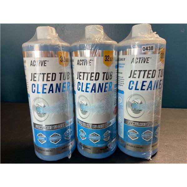 Lot of 3 Bottles of Active Jetted Tub Cleaner for Jacuzzis and Hot Tubs - 32oz each - Brand New