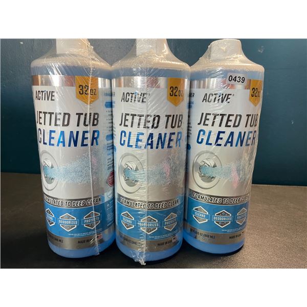 Lot of 3 Bottles of Active Jetted Tub Cleaner for Jacuzzis and Hot Tubs - 32oz each - Brand New