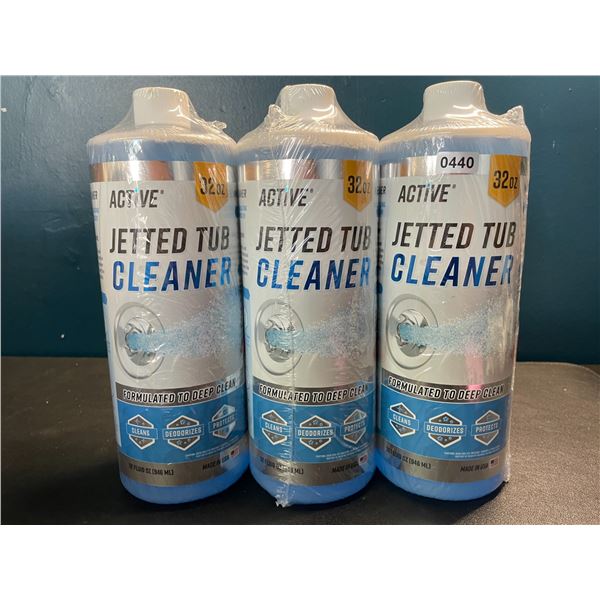 Lot of 3 Bottles of Active Jetted Tub Cleaner for Jacuzzis and Hot Tubs - 32oz each - Brand New