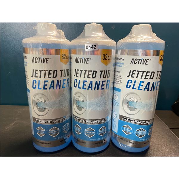 Lot of 3 Bottles of Active Jetted Tub Cleaner for Jacuzzis and Hot Tubs - 32oz each - Brand New