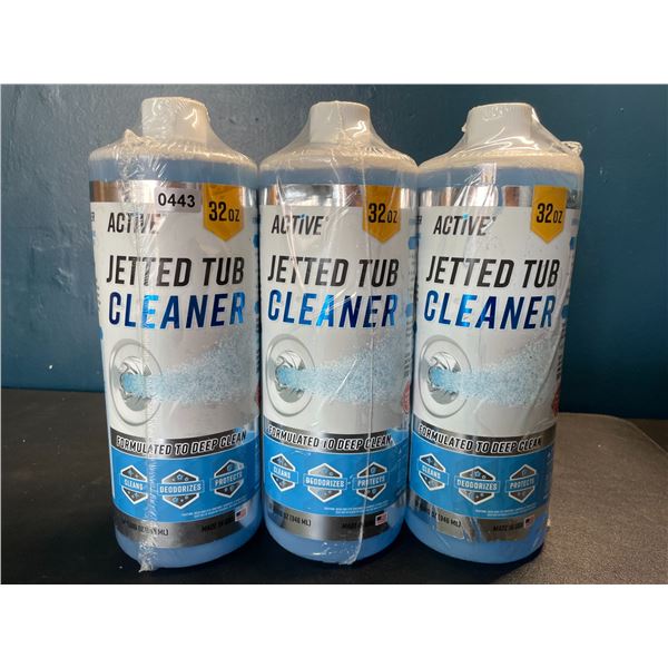 Lot of 3 Bottles of Active Jetted Tub Cleaner for Jacuzzis and Hot Tubs - 32oz each - Brand New