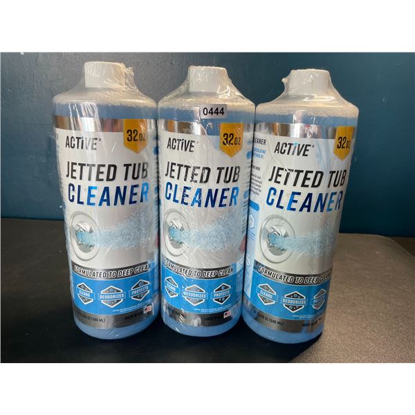 Lot of 3 Bottles of Active Jetted Tub Cleaner for Jacuzzis and Hot Tubs - 32oz each - Brand New