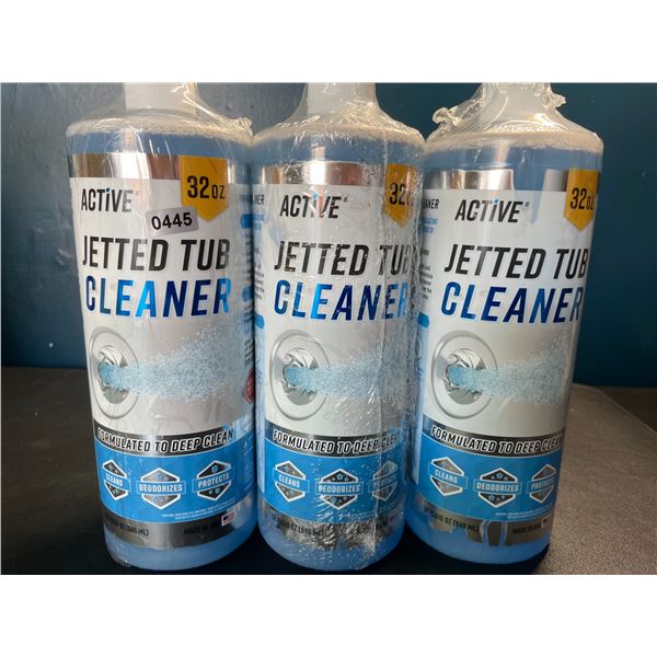 Lot of 3 Bottles of Active Jetted Tub Cleaner for Jacuzzis and Hot Tubs - 32oz each - Brand New