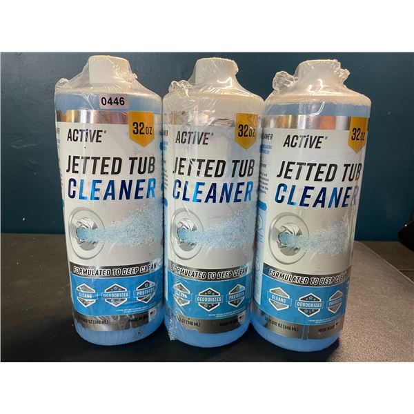 Lot of 3 Bottles of Active Jetted Tub Cleaner for Jacuzzis and Hot Tubs - 32oz each - Brand New