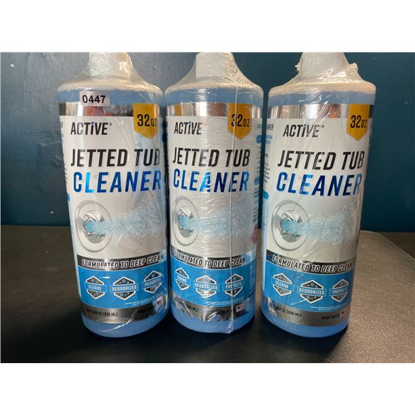 Lot of 3 Bottles of Active Jetted Tub Cleaner for Jacuzzis and Hot Tubs - 32oz each - Brand New