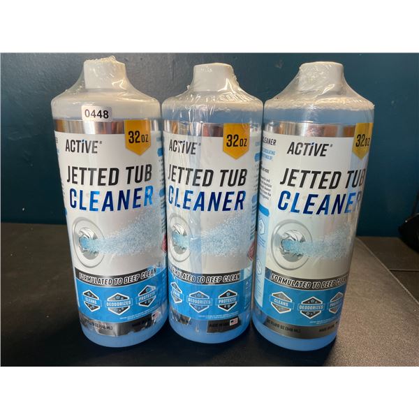 Lot of 3 Bottles of Active Jetted Tub Cleaner for Jacuzzis and Hot Tubs - 32oz each - Brand New