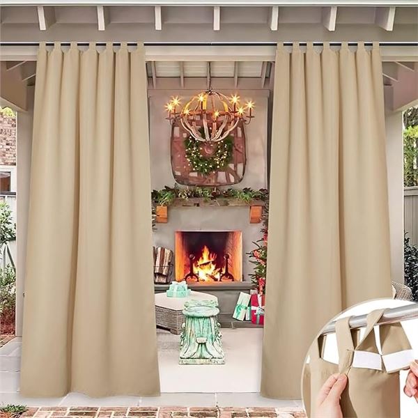 Lot of 1 Pack of Nicetown Waterproof Outdoor Curtains (52 x 96 inch) - Biscotti Beige - New