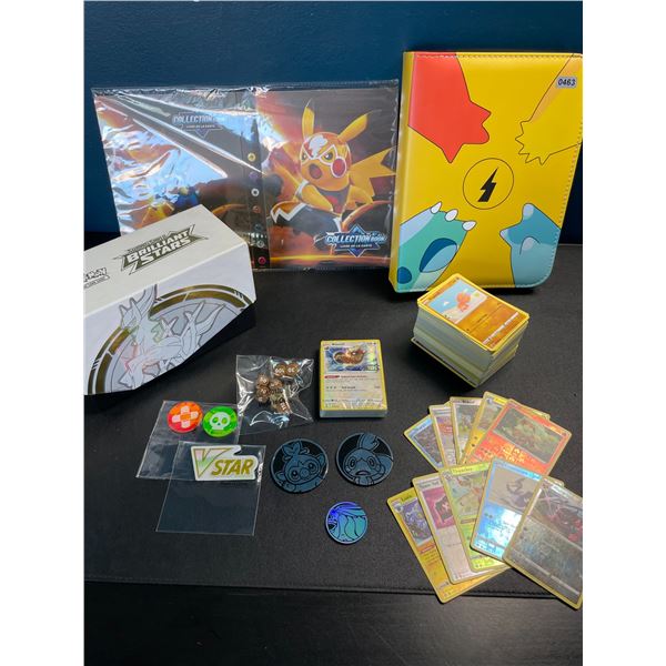 Lot of 2 Pokemon Card Binders +200 Authentic Pokemon Cards (10 Shiny) + Storage Box/Accessories