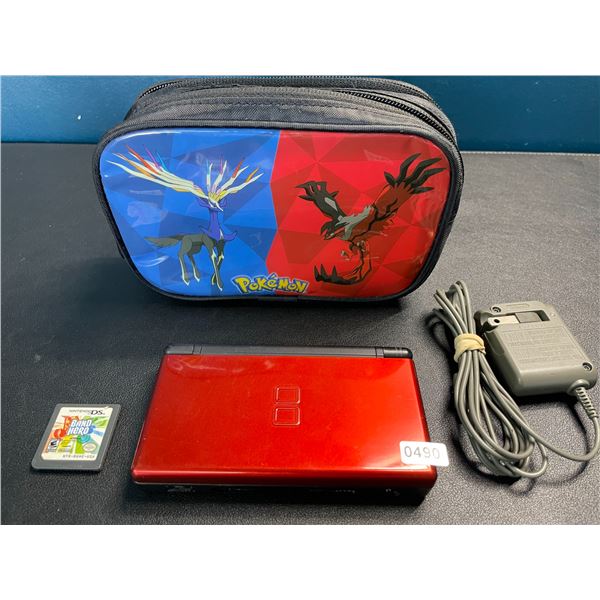 Lot of 1 Nintendo DS Lite - Red - With Game, Charger & Storage Case - Used - Works