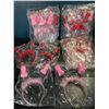 Image 1 : Lot of 4 Packs of Funny Penis Hats/Fuzzy Headbands - Pink/Red Glitter - Brand New