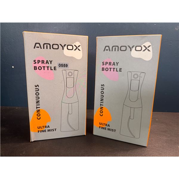 Lot of 2 Amoyox Ultra Fine Mist Continuous Spray Bottles - BRAND NEW!