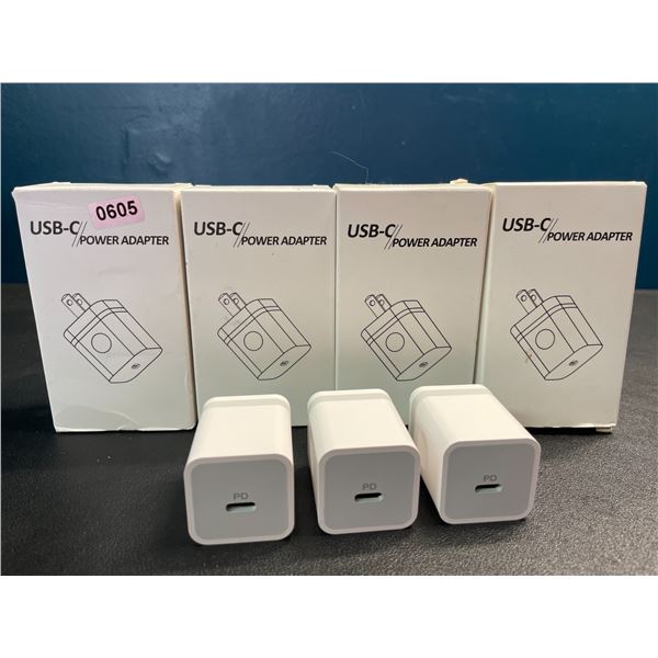 Lot of 4 Boxes of USB-C 20W Fast Charge Wall Blocks - 3 Per Box/12 Total - Brand New!