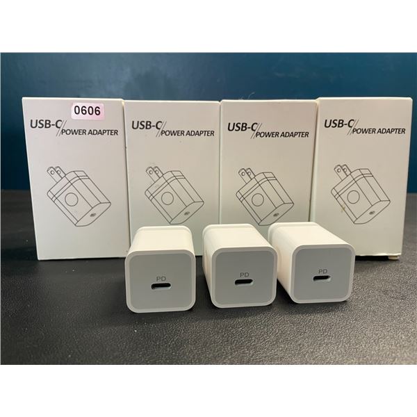 Lot of 4 Boxes of USB-C 20W Fast Charge Wall Blocks - 3 Per Box/12 Total - Brand New!