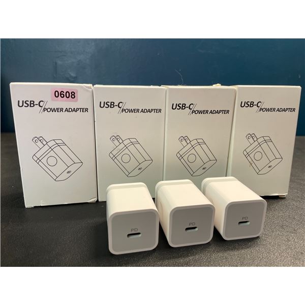 Lot of 4 Boxes of USB-C 20W Fast Charge Wall Blocks - 3 Per Box/12 Total - Brand New!