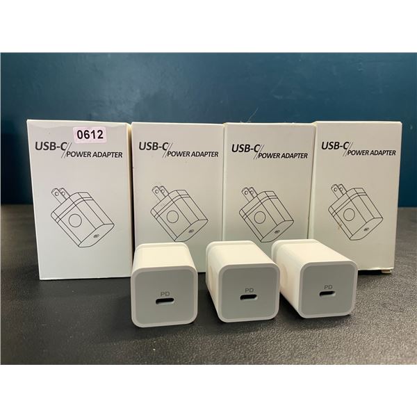 Lot of 4 Boxes of USB-C 20W Fast Charge Wall Blocks - 3 Per Box/12 Total - Brand New!