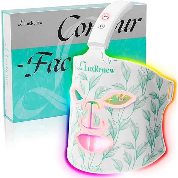 Lot of 1 LuxRenew Red Light Therapy LED 7-Colour Face Mask - NEW SEALED!