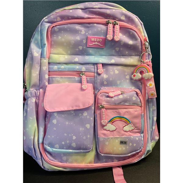 Lot of 1 Kawaii/Cute Style Girls Backpack - Large 17 inch Size - Rainbow Design - Brand New!