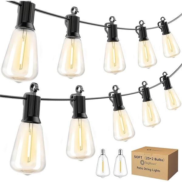 Lot of 1 Box of Minetom LED Outdoor Patio String Lights - 50FT Length, 2700K, Dimmable - Brand New!