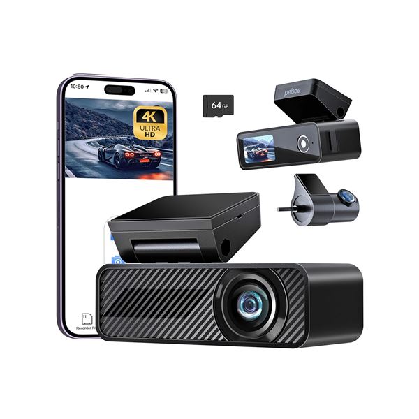 Lot of 1 Pelsee Smart WiFi Dash Camera - P1 Duo - Wifi/App Control 4K Dash Cam - BRAND NEW SEALED!