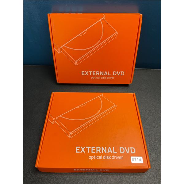 Lot of 2 External DVD Optical Disk Drives - Plug & Play USB Powered - Brand New!