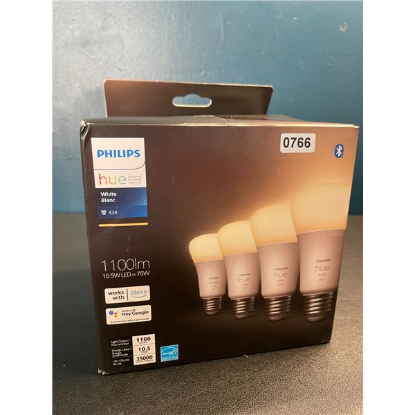 Lot of 1 Box of Philips Hue E26 White Smart Bulbs - 4 Pack - Brand New