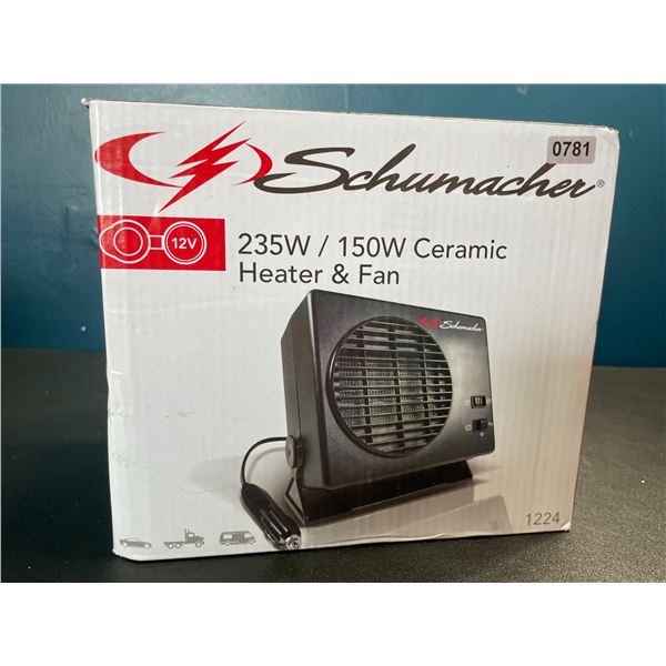 Lot of 1 Schumacher 235W/150W Ceramic Heater & Fan - Brand New!