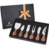Image 1 : Lot of 1 Set of Cheese Knives w/ Acacia Wood Handles - 6PCS Gift Set - Brand New