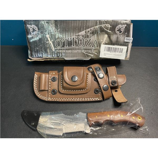 Lot of 1 Ottoza Premium Handcarfted Damascus Hunting Knife w/ Wood Handle - Brand New