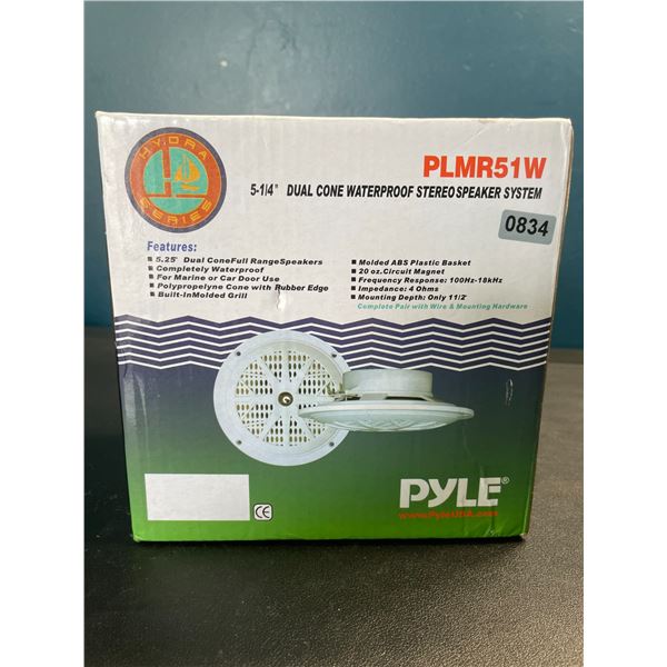Lot of 1 PYLE 5-1/4" Dual Cone Waterproof Stereo Speaker System - Brand New