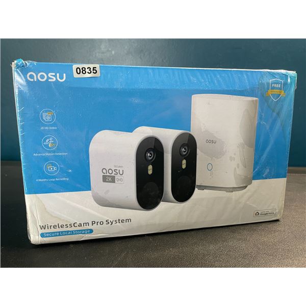 Lot of 1 Aosu Wireless Cam Pro System - Wireless Security Camera System - New Sealed (Damaged Box)