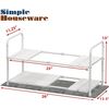 Image 2 : Lot of 1 Simple Houseware Under Sink Two-Tier Expandable Shelf/Organizer - White - Brand New