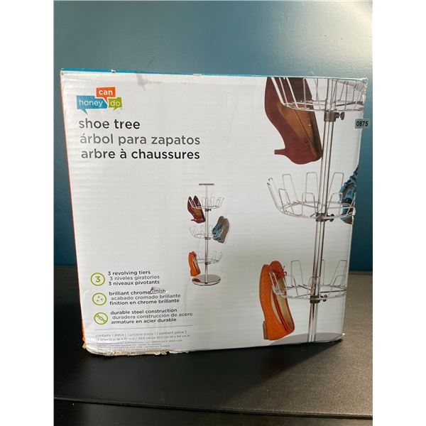Lot of 1 Shoe Tree - 3 Tier Revolving Shoe Tree Storage Rack - Brand New! (37 inch Height)