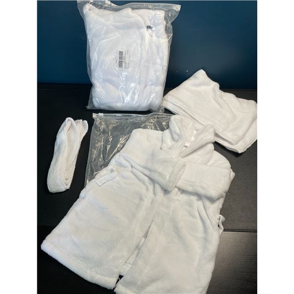 Lot of 2 Baby Bathrobes - Infant Bathrobe Sets - White - Brand New (Newborn Size)