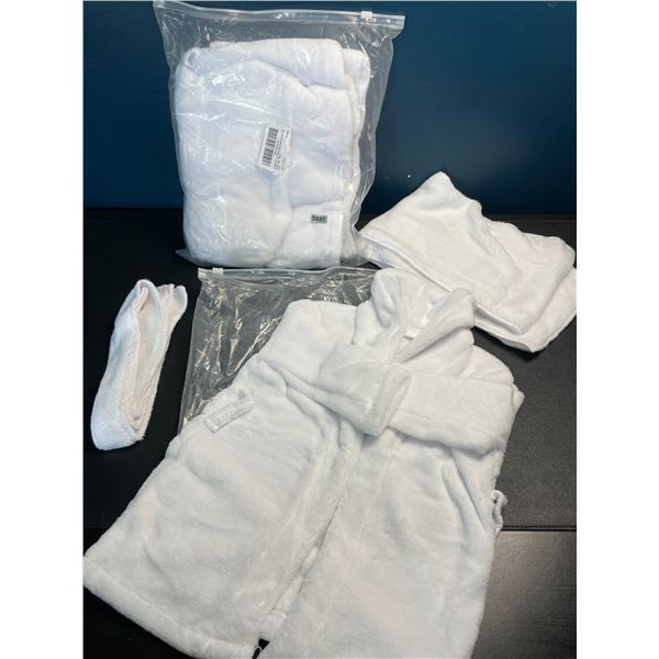Lot of 2 Baby Bathrobes - Infant Bathrobe Sets - White - Brand New (Newborn Size)