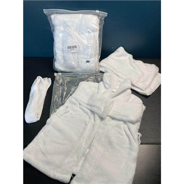Lot of 2 Baby Bathrobes - Infant Bathrobe Sets - White - Brand New (Newborn Size)