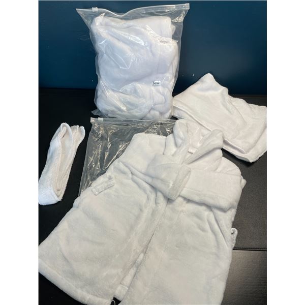 Lot of 2 Baby Bathrobes - Infant Bathrobe Sets - White - Brand New (Newborn Size)